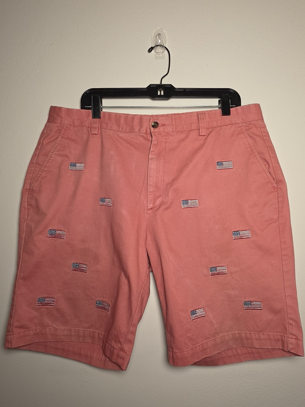 Orvis Coral Cotton Flag-Embroidered Flat Front Shorts